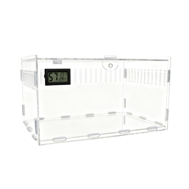 Recinto acrílico para arañas, terrario para reptiles, jaula para arañas, contenedor portátil, jaula para tarántulas, hábitat para anfibios, serpientes Cuadrícula simple de tamaño M