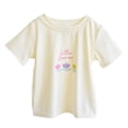 thumbnail image 4 of Gubotare Summer Tops for Girls Kids Girls Cotton Crew Neck Shirt, Casual Solid Plain Short Sleeve Tees (Beige,6-7 Years), 4 of 5