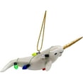thumbnail image 2 of Narwhal Unicorn Whale Wrapped in Lights Christmas Tree Ornament, 2 of 7