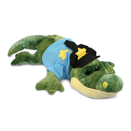 DolliBu Gator Police Officer Plush Toy - Soft Alligator Cop Stuffed Animal Dress Up with Cute Cop Uniform and Cap Outfit - Perfect Gift - 18 Inches