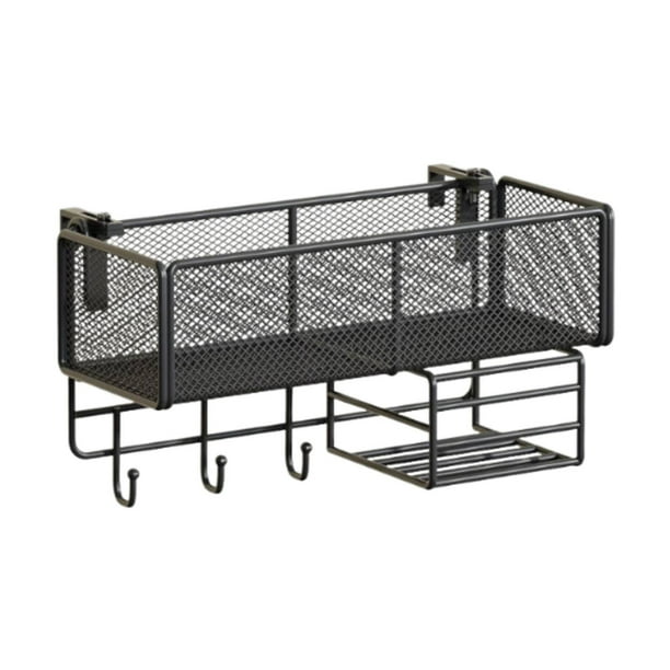 Cesta de almacenamiento colgante junto a la cama, junto al estante, organizador de metal para cubículo de oficina, pared Negro B