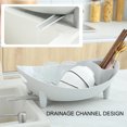 thumbnail image 5 of Expandable Kitchen Drying Rack with Drainboard | 360° Rotational Drain Channel | Utensil Holder & Sink Spout Strainers | Countertop Space Saving Dish Drainer | White or Gray, 5 of 9