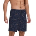 thumbnail image 2 of Balery Copper-Gold Gloss Outline Lily Flower Pantalones cortos de pijama de punto de algodón para hombre con cinturilla y bolsillos-X-Large, 2 of 6