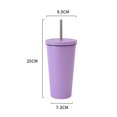 thumbnail image 2 of Taza de café de acero inoxidable, taza de coche de 500ml con termo de paja, 1 Uds., 2 of 5