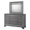 thumbnail image 2 of Contemporary Style Gray Color Finish Fabric Bedroom Furniture 4pc Queen Size Set Solid wood Dresser Nightstand Mirror, 2 of 7