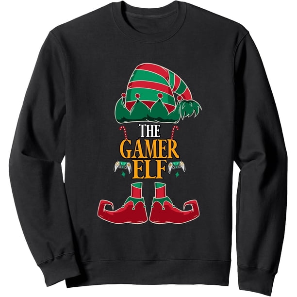 The Gamer Elf Play - Sudadera de videojuegos de Navidad