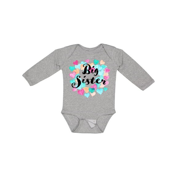 Inktastic Big Sister hearts Girls Long Sleeve Baby Bodysuit
