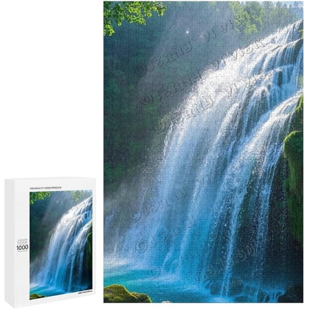 1000 Piece Waterfall Nature Puzzle Wooden Jigsaw Nature-Themed Puzzle for Office or Home Finished Size 30 x 20