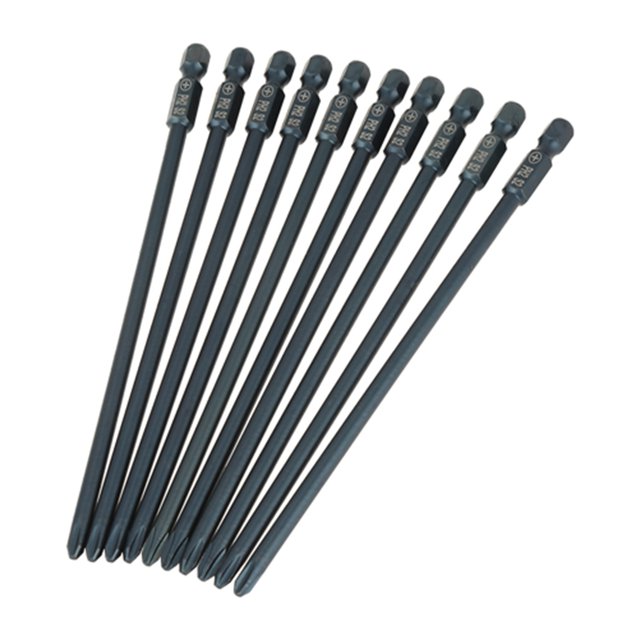 Juego de 10 puntas de destornillador PH2 de cabeza cruzada de acero S2, vástago hexagonal de 1/4 de pulgada, herramienta de 150 mm