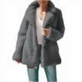 thumbnail image 4 of FNFYFH Women's Winter Fleece Lapel Faux Fur Coats Long Sleeve Solid Color Furry Jackets Warm Plush Open Front Winter Coats with pockets, 4 of 5