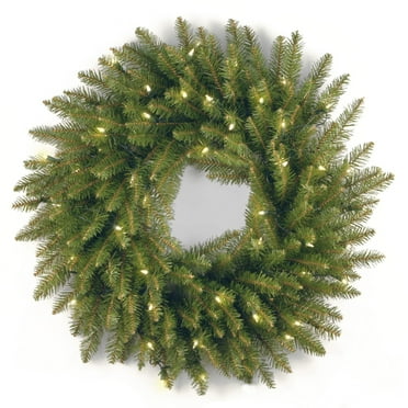 Pre-Lit Dunhill Fir Artificial Christmas Wreath - 24-Inch, Clear Lights