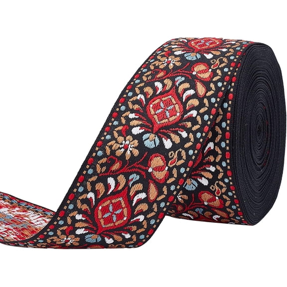 10 Yard 2 Inch Vintage Jacquard Ribbon Floral Style Woven Trim Embroidered Ribbon Fabric Trim Fringe