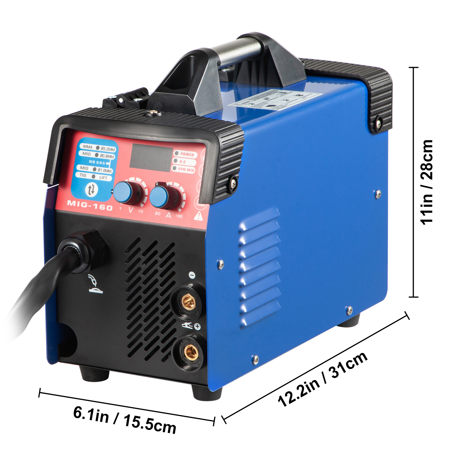 VEVORbrand MIG Welder, 130A Welding Machine, 3 in 1 Combo MMA/ MIG/ LIFT TIG Welder Machine, Flux Core Welder, MIG-130 Portable Welding Machine, mig welding equipment with 1 KG Welding Wire