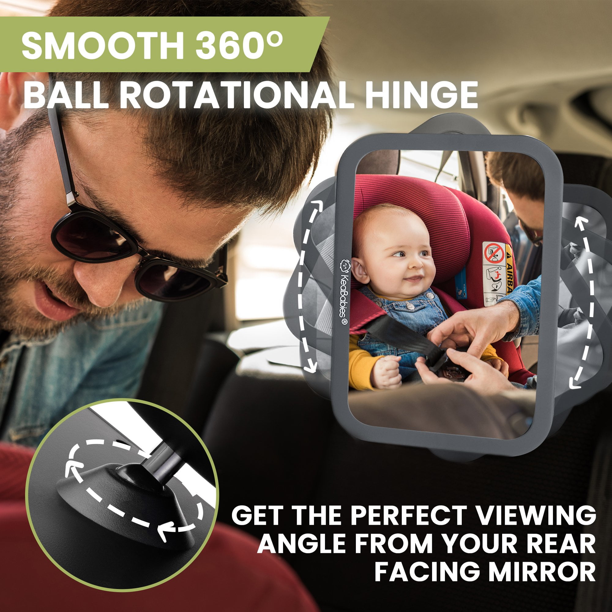 Funbliss Baby Car Mirror Largest and Most Stable Backseat Mirror