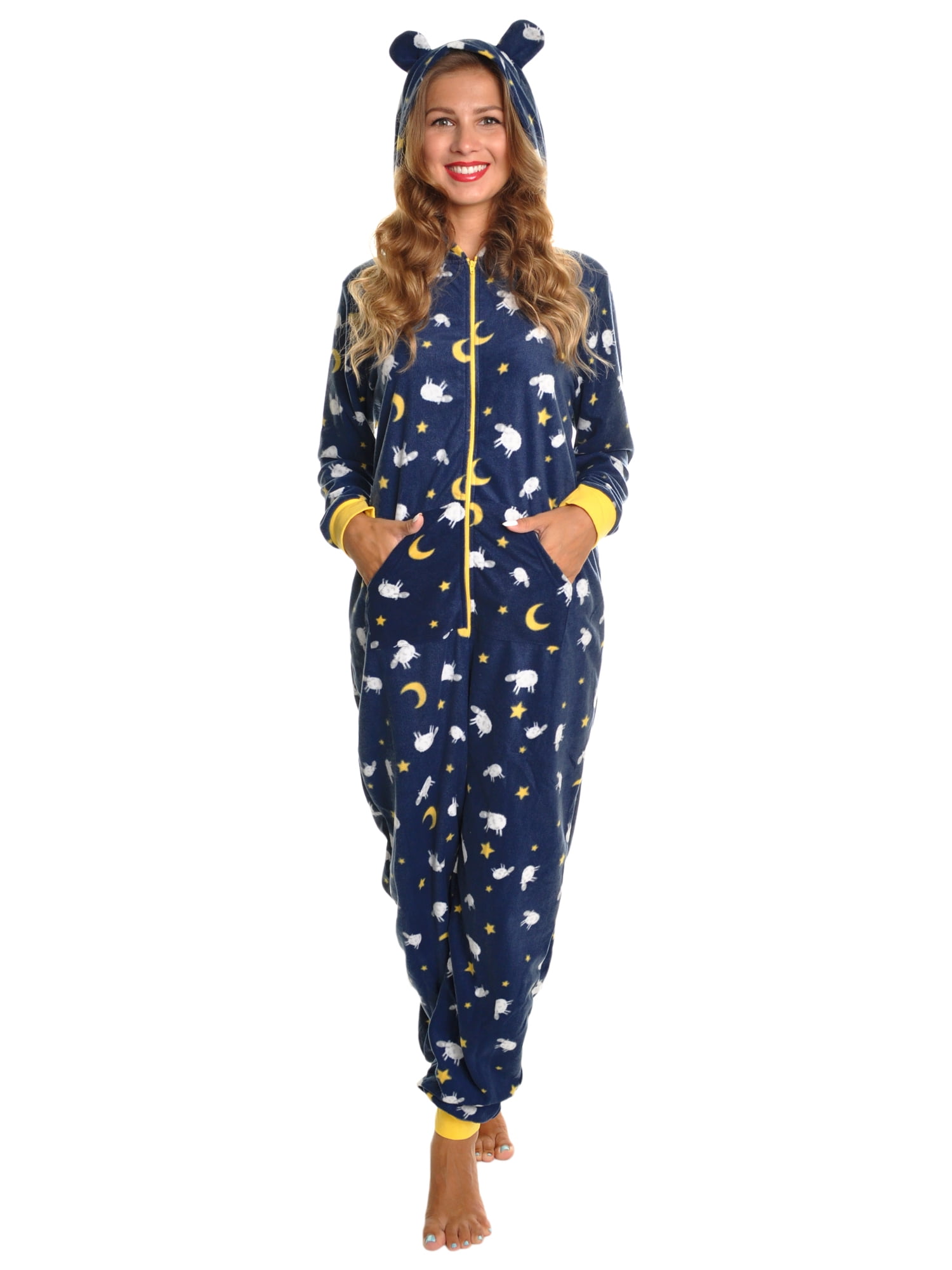 Angelina Women's FLEECE Novelty OnePiece Hooded Pajamas (1Pack