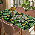 thumbnail image 3 of St. Patrick's Day Table Cloths for 6 Foot Rectangle Tables, Spring Shamrocks Green Love Hats Plants Black Patio Waterproof Elastic Fitted Tablecloths, Washable Rectangular Table Cover for Camping, 3 of 8
