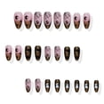 thumbnail image 3 of 24 Pcs Halloween Press on Nails Medium Square Fake Nails with Halloween Nails Black Full Cover Stick on Nails, Pumpkin Ghost Bat Web Design for Women Party, 3 of 6