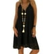 thumbnail image 3 of Vestido de mujer con cuello en V, ropa de verano de encaje, vestido sin mangas sexy de talla grande, negro, S Vogacara AP002065-25, 3 of 6