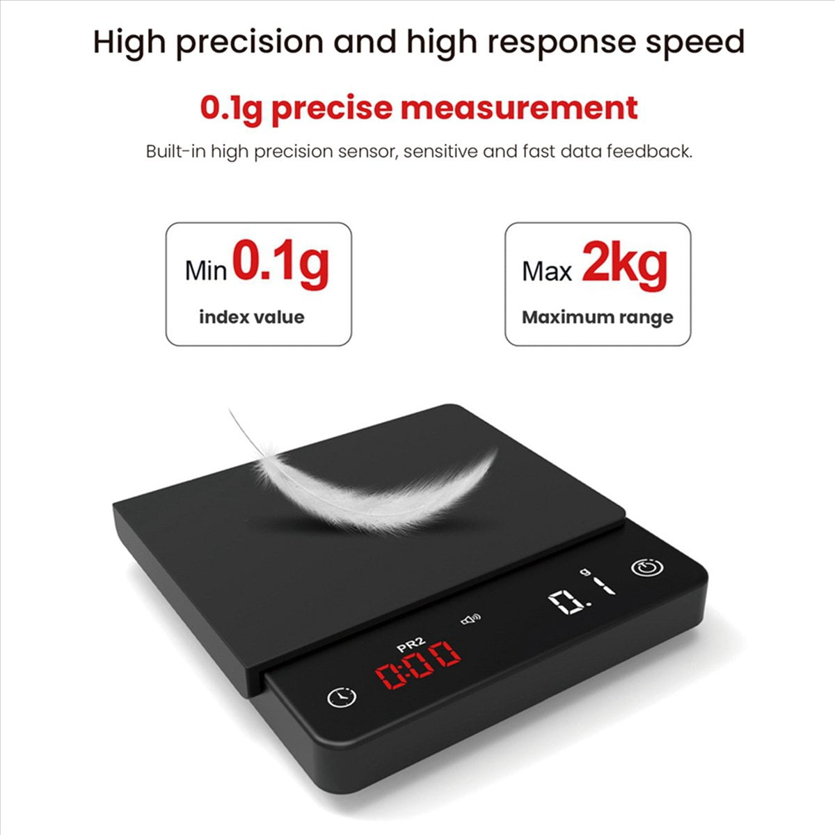 4X Mini Smart Kitchen Scale Weighing Digital Coffee Scale Espresso with Timer,4 x coffee scale with timer 4 x TYPE-C data cable,Black
