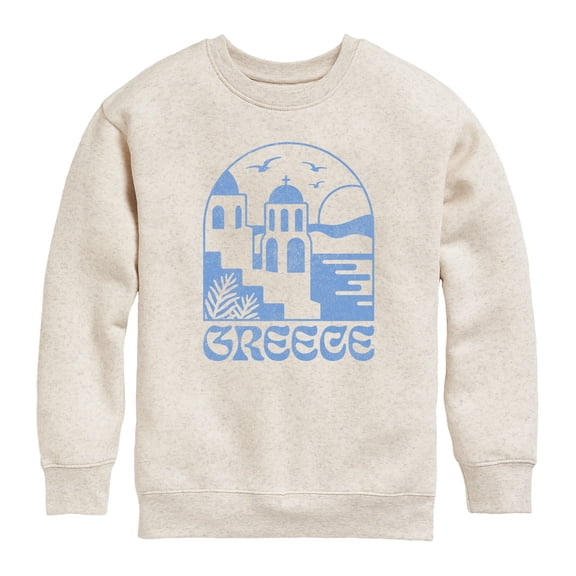 Instant Message - Greece Graphic Long Sleeve Fleece Sweatshirt