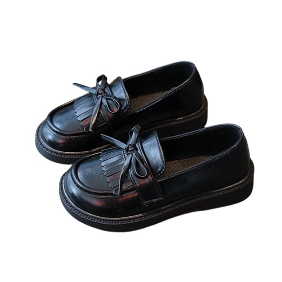 Black Toddler Girls Fringe Bow Loafers Flat Soft Sole Mary Jane Shoes Casual For Summer