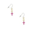 thumbnail image 2 of Delight Jewelry Silvertone Small Hot Pink Crystal Cross Gold Tone Infinity French Earrings, 2 of 4