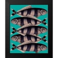 thumbnail image 2 of Fab Funky 12x14 Black Modern Framed Museum Art Print Titled - Blue Striped Fish, 2 of 5