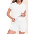 thumbnail image 2 of JYnXIANTI 2 Piece Sets for Women Slim Fit Basic T-Shirts and Biker Shorts Sets Soft Comfy Workout Gym Clothes Sweatsuit Sets, 2 of 5