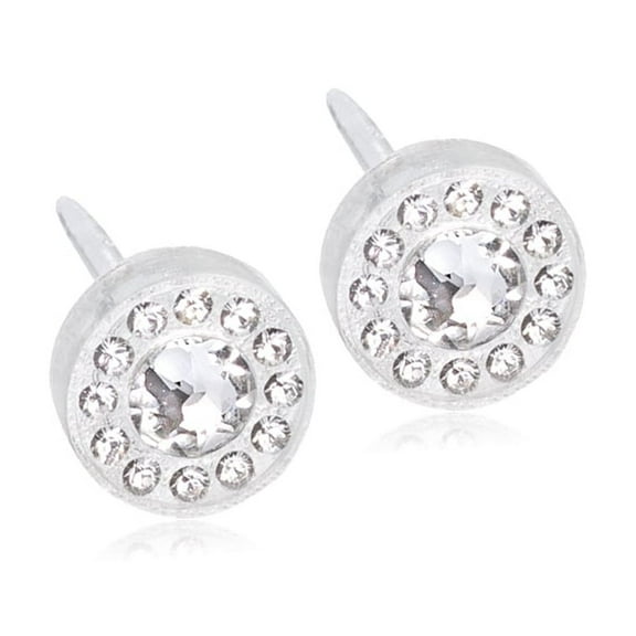 Blomdahl | Nickel Free | Medical Plastic 6mm Brilliance Halo Crystal Stud Earrings | Best Choice For Sensitive Ears