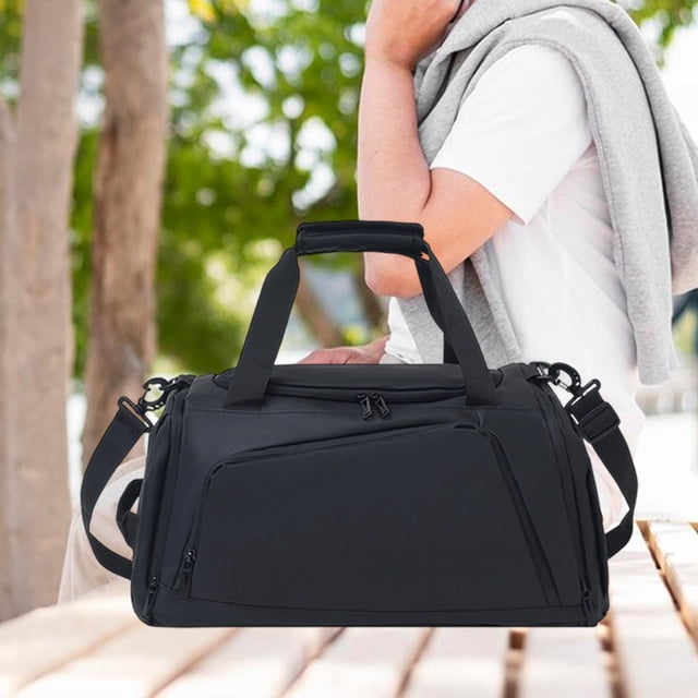 Bolsa de lona de viaje Bolsa de gimnasia con compartimentos de zapatos portátiles para hombres Bolsa deportiva de mochila para hombres para fitness Negro