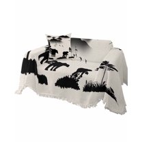 Bear Beige Sofa Couch Covers for Dog,Washable Sectional Couch Slipcovers for Loveseat with Tassels,Mountain Birds Forest Vintage Animal Tree Non Slip Sofa Throw Cover Blanket Large 71''x102''