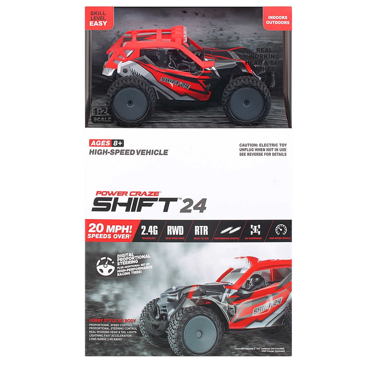 Power Craze Shift 24 Mini RC High Speed Buggy Replacement Remote and Tires