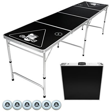 Gopong 8 Foot Portable Folding Beer Pong Flip Cup Table 6 Balls