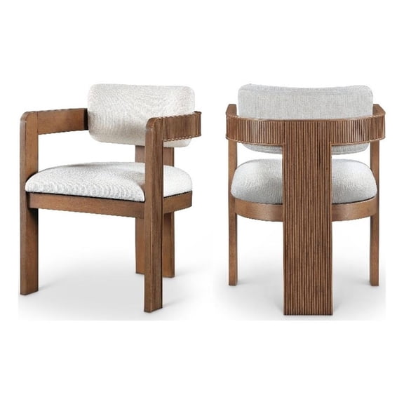 Pemberly Row Cream Linen Textured Fabric Dining Chair (Set of 2)