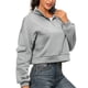 thumbnail image 3 of Sudadera con media cremallera para mujer, sudadera sin capucha de fibra de poliéster transpirable de color puro, sudadera informal para mujer para oficina, gris M, 3 of 6