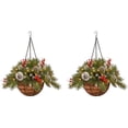 thumbnail image 1 of 2 PCS Artificial Christmas Hanging Basket With Led Lights,Pre-Lit Christmas Hanging Flowers In Basket With Pine Cones And Berries,Hanging Basket Ornament, 1 of 7