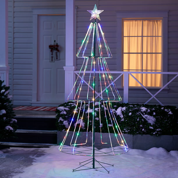 Holiday Time 8 Function LED Pre-Lit Christmas Tree, 7', Multicolor ...