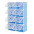 thumbnail image 1 of Expandable 8-Tier Shoe Rack Organizer – Detachable Shoe Storage Cabinet with Durable PVC Shelves & Hooks, Space-Saving, Holds 32 Pairs, for Entryway, Hallway, Closet, Bedroom, Blue, 1 of 8