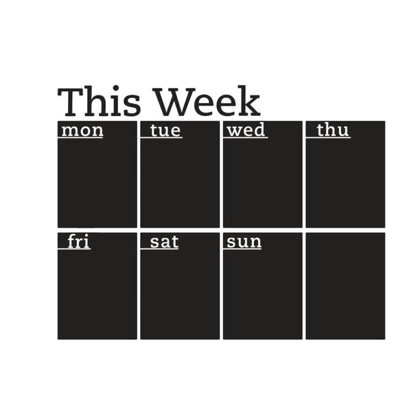 Week Plan Calendar Chalkboard Removable Planner Wall Stickers Black