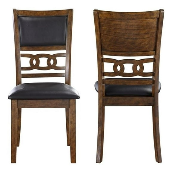 Pemberly Row Contemporary Faux Leather Dining Chair in Brown (Set of 2)