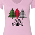 thumbnail image 4 of Inktastic Feliz Navidad Plaid Trees Women's V-Neck T-Shirt, 4 of 5