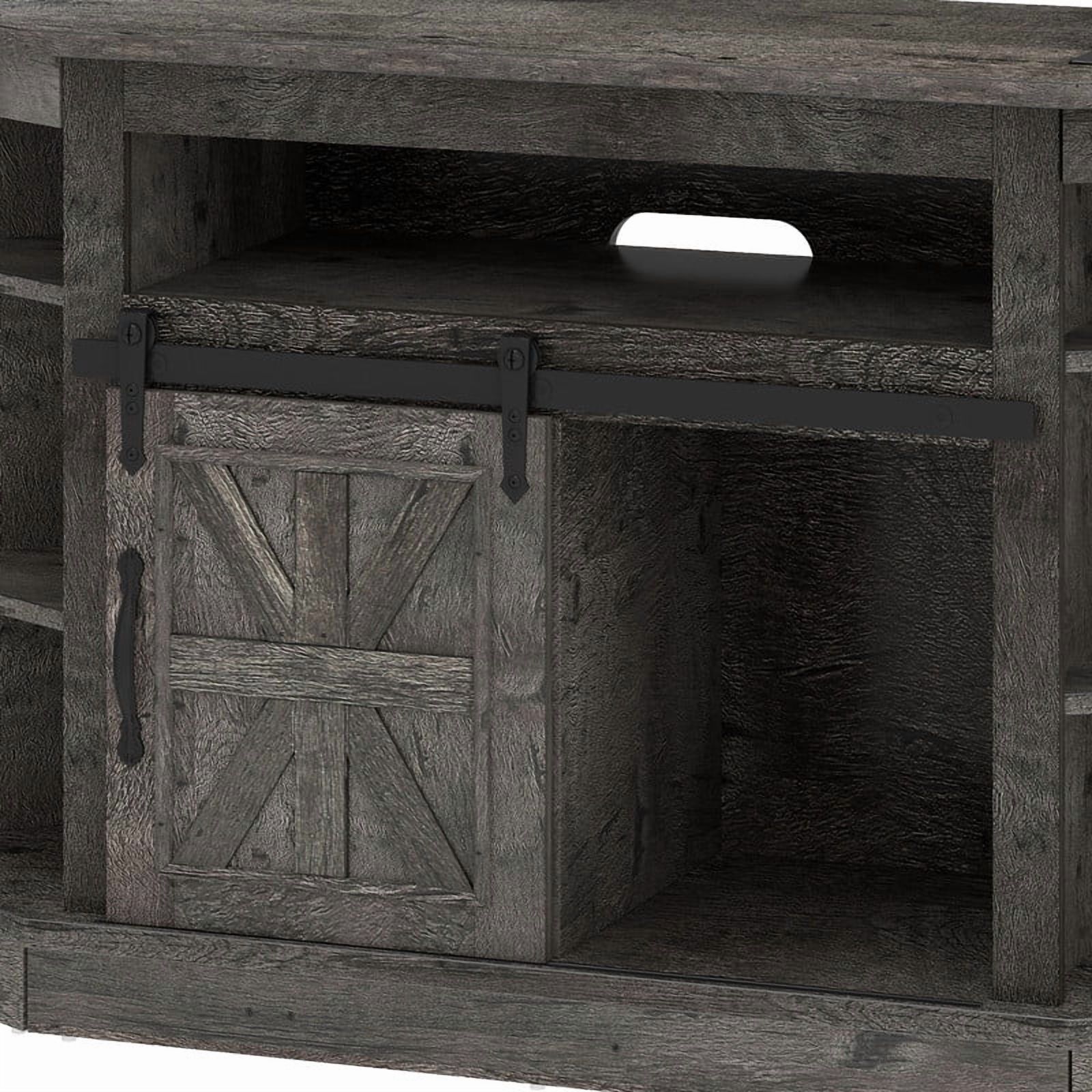 Uforic Farmhouse Corner TV Stand for 50" TV, Entertainment Center with Sliding Barn Door, Dark Gray
