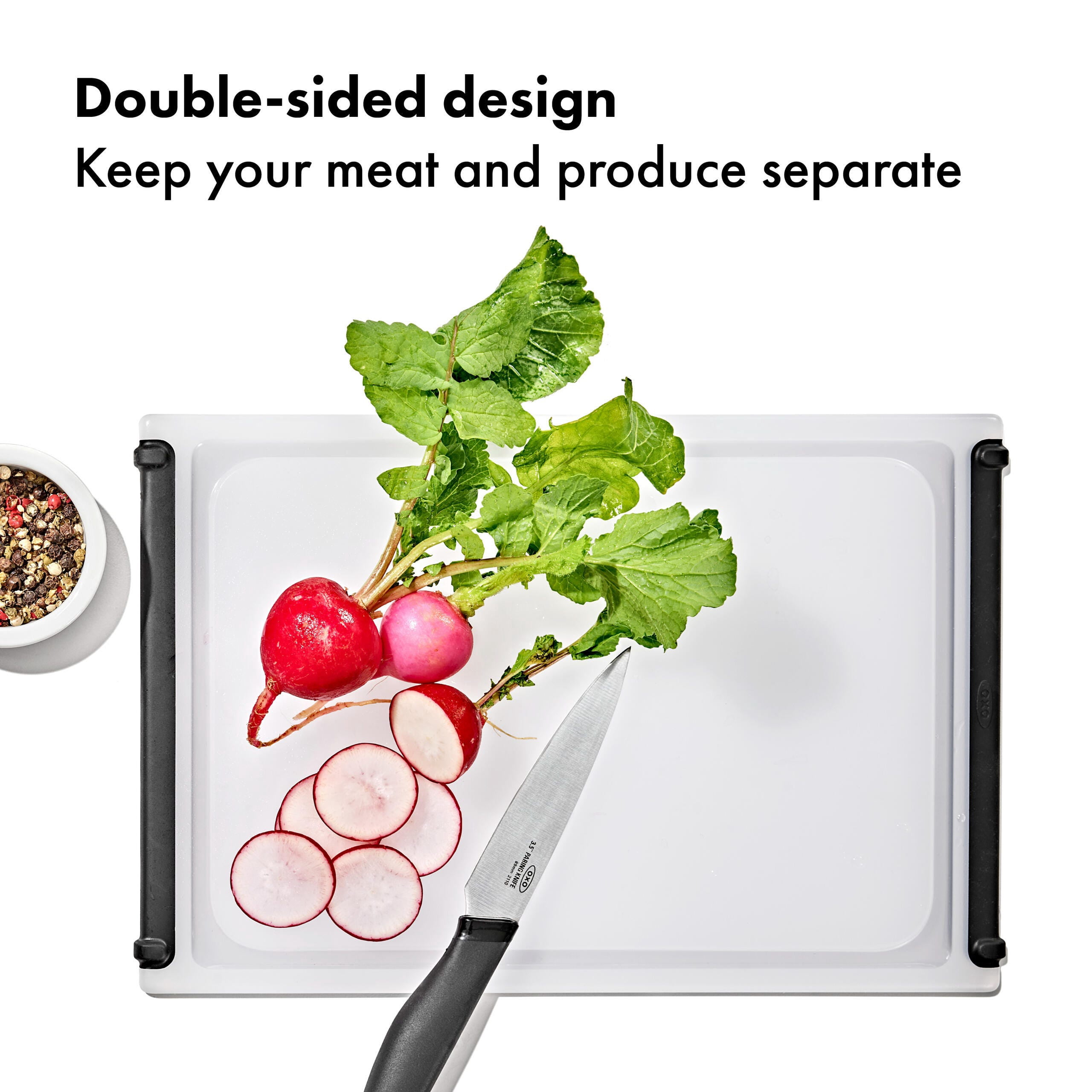 OXO Non-Slip Small Plastic Cutting Board with Juice Groove, Dishwasher Safe Kitchen Cutting Board for Fruits, Vegetables & Everyday Food Prep, 10.9 x 7.3 Inch