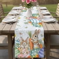thumbnail image 4 of Spring Easter Table Runner 72 Inches, Rabbit Eggs Eucalyptus Leaf Floral Butterfly Bed Runner Dresser Scarves Tabletop for Indoor Outdoor Parties/Ceremony/Banquet, 18" x 72", 4 of 8