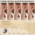 thumbnail image 4 of Terandius 5mm Wide Large Silver Hoop Earrings Lightweight 925 Sterling Silver Hoop Earrings for Women Hypoallergenic Big Thin Hoops Earring for Women 30/40/50/60/70MM, Gift Ready, 4 of 9