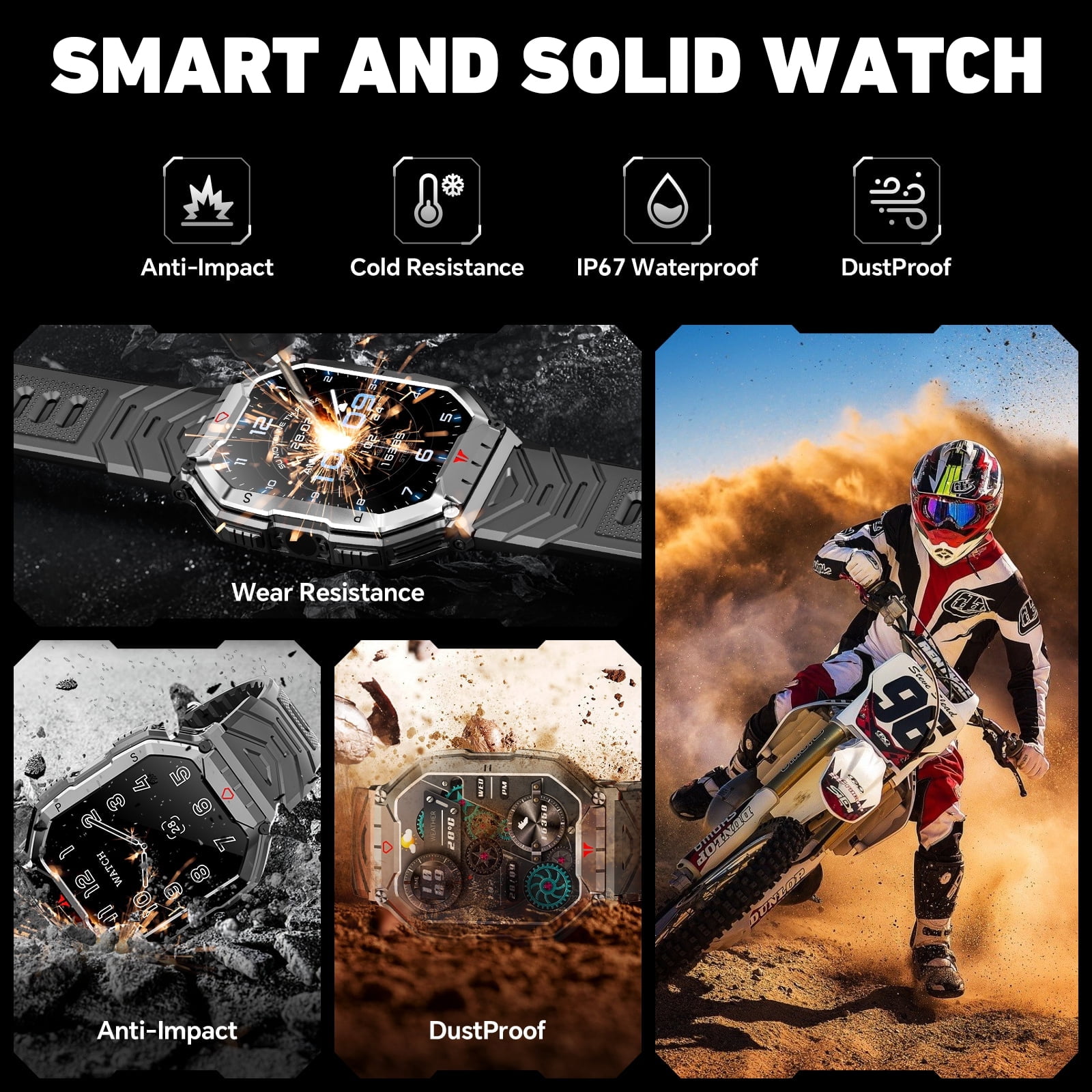 Mingdaln 2.1" AMOLED Men Military Smart watch,with Fitness Tracker/ Answer Make Calls /100+ Sport Modes/1ATM Waterproof, Mountain Travel Pedometer Watch fits for Android and... Mingdaln 2.1" AMOLED Men Military Smart watch,with Fitness Tracker/ Answer Make Calls /100+ Sport Modes/1ATM Waterproof, Mountain Travel Pedometer Watch fits for Android and... - Image 6