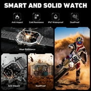 Mingdaln 2.1 AMOLED Men Military Smart watch,with Fitness Tracker/ Answer Make Calls /100+ Sport Modes/1ATM Waterproof, Mountain Travel Pedometer Watch fits for Android and Iphone Devices (Black)