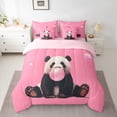 thumbnail image 2 of Homewish Kawaii Panda 7-Piece Twin Bedding Sets for Kids Children Teens,Pink Bubbles Bedding Comforter Set,Cute Animal Breathable Sheet Sets,Super Cozy Room Decor,Reversible, 2 of 8