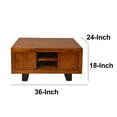 thumbnail image 6 of 36 Inch Rectangular Wooden Industrial Coffee Table, Open Compartments and Sled Base, Brown - Saltoro Sherpi, 6 of 9