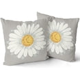 thumbnail image 2 of Spring Summer Pillow Covers 18X18 in Grey Daisy Floral Couch Pillow Cases Set of 2 Flower Bloom Farmhouse Throw Pillows Spring Decor for Room Bedroom Cushion Outdoor, 2 of 6